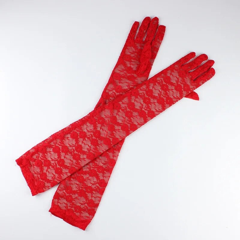 Lace Gloves - Red