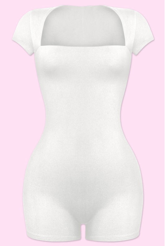 What’s The Scoop Romper - White